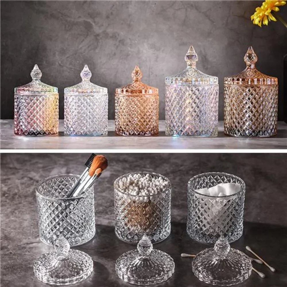 10+24 oz Glass Jars Set of 2 Bathroom Canisters Storage Organizer (Clear)